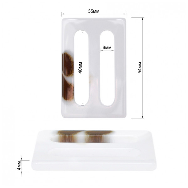 Пряжка пластик, 4см, цвет белый+коричневый